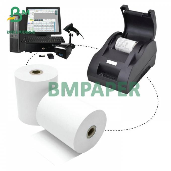 alto rollo de papel termal blanco de la caja registradora de 48g 55g para la máquina de la posición
