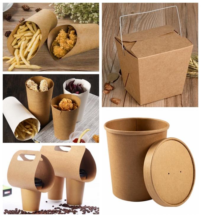 Tablero revestido polivinílico material Brown natural de papel de Kraft de la caja para llevar