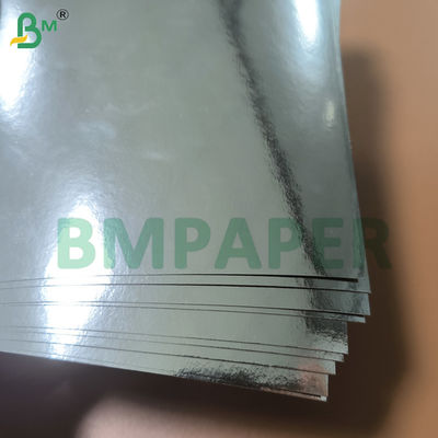 Papel cartulina espejo con lámina plateada, papel metálico de una cara