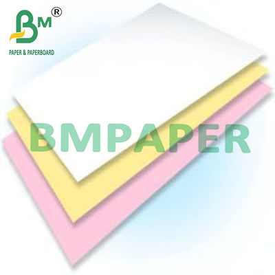 Papel de computadora sin carbono de formas continuas con blanco rosa amarillo