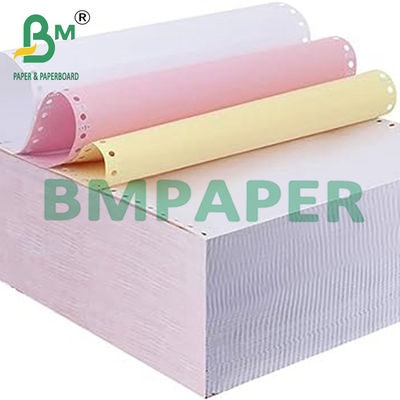 Papel de computadora sin carbono de formas continuas con blanco rosa amarillo