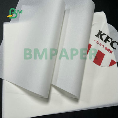 30gm 50gm Blanqueado 100% de grado alimenticio Papel a prueba de grasa para Hamburgo Envuelto 11 x 17 pulgadas
