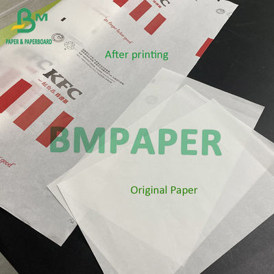 50 g de papel resistente a la grasa de grado alimenticio Impresible embalaje de embalaje de hamburguesas blanco para sándwiches