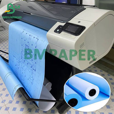 A0 A1 80gms Papel de impresión azul Blanco de espalda 50 metros Rollo de 2 pulgadas Núcleos, 5 piezas de un cartón