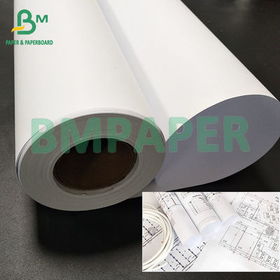 24&quot;×150ft 36&quot;×150ft 2 pulgadas núcleo 20 libras de papel blanco CAD para papel de dibujo de ingeniería