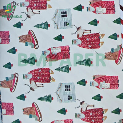 Papel de embalaje de regalo de Navidad impreso a medida de 60 gramos rollo de papel de embalaje de 43 cm x 300 cm