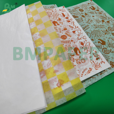 30 gramos 32 gramos Papel de embalaje de grado alimenticio recubierto con cera para hamburguesas de 14' x 18'