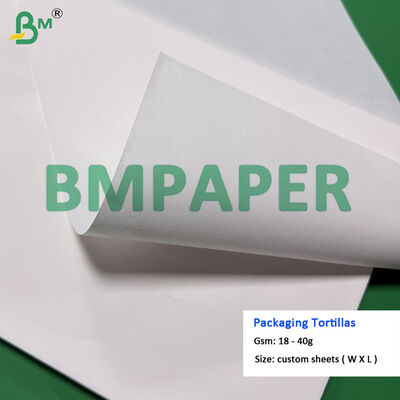 20gm 25gm Hojas delgadas de separador para tortillas, papel de envoltura para tortillas de calidad alimentaria